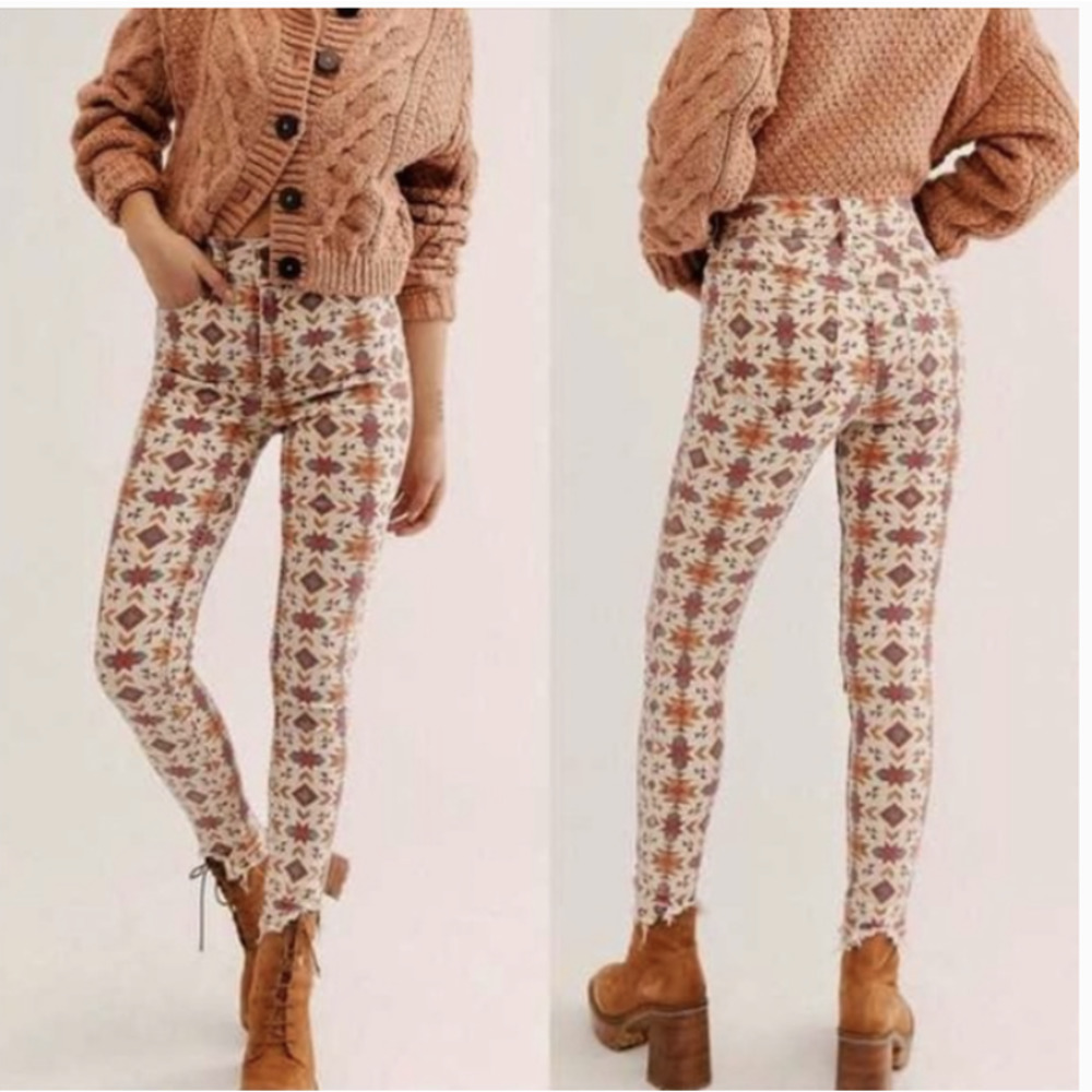 Free People Aztec We the Free Frayed Jeans Skinny Size 29